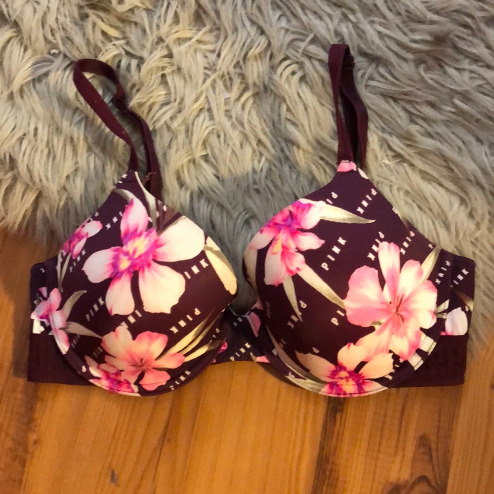 VS PINK Maroon Floral Bra